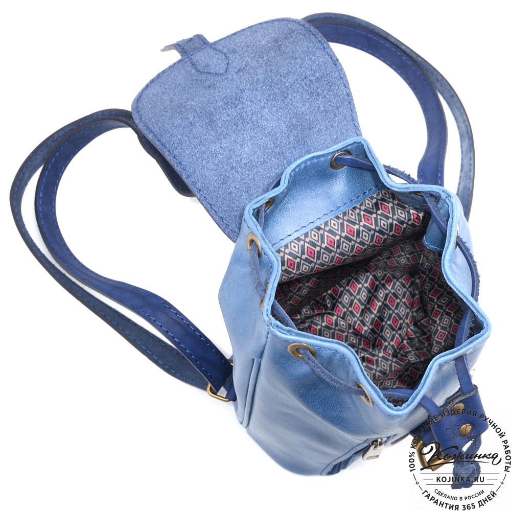 Женский кожаный рюкзак "Колибри" (синий)